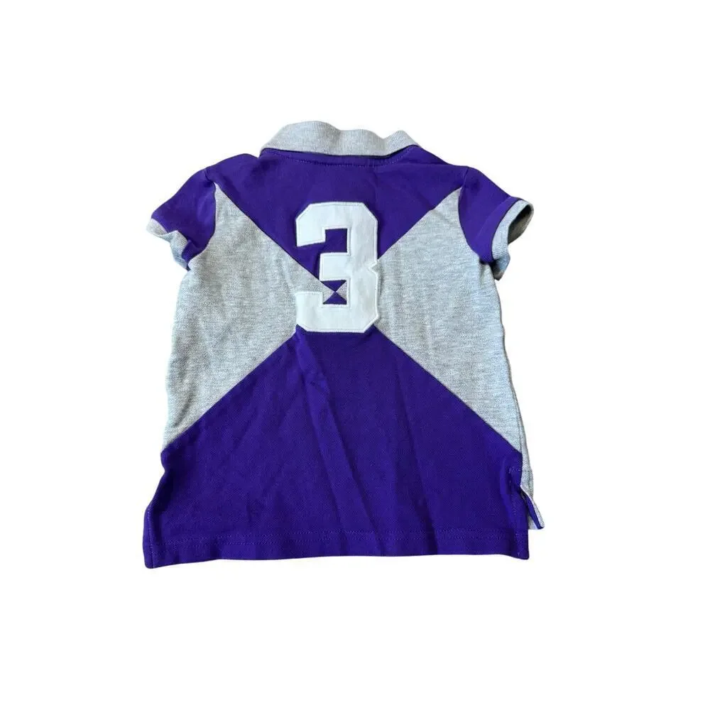 Kids POLO by Ralph Lauren collared shirt, size 3T, Purple & Gray, 3 on the back